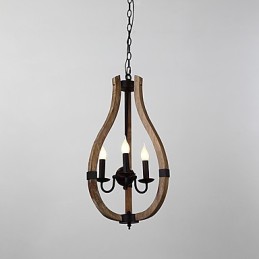 Drei Licht Vintage Malerei Feature Mini Stil Holz Bambus Kronleuchter Lampe die Dekorieren Pendelleuchte