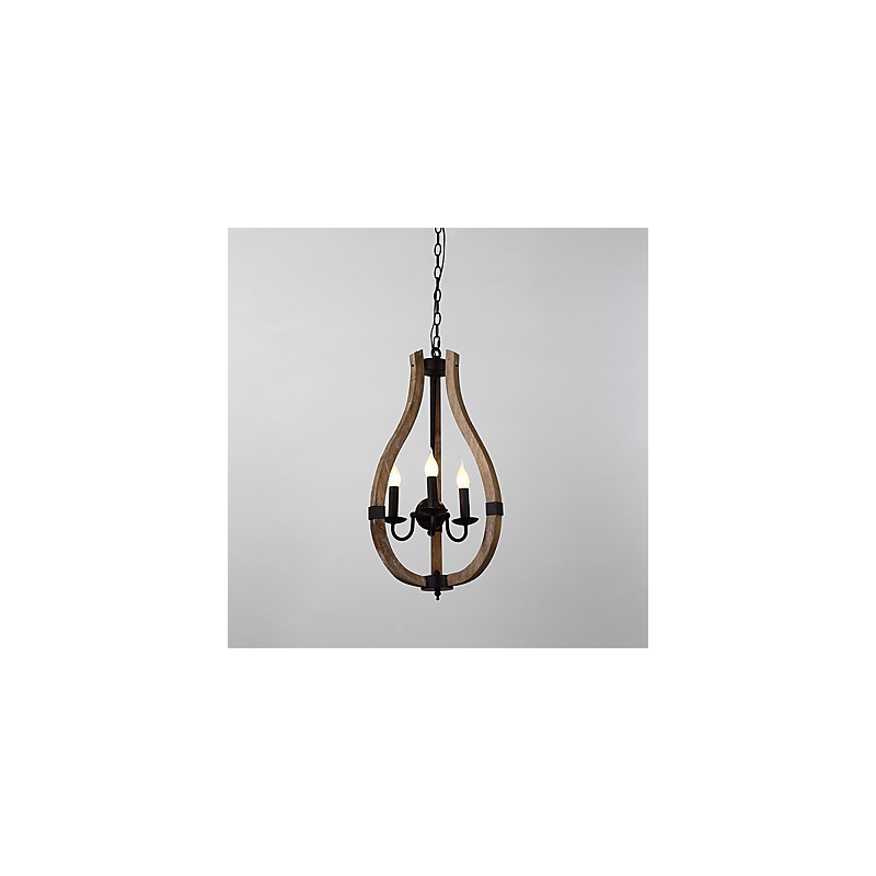 Drei Licht Vintage Malerei Feature Mini Stil Holz Bambus Kronleuchter Lampe die Dekorieren Pendelleuchte