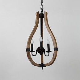 Drei Licht Vintage Malerei Feature Mini Stil Holz Bambus Kronleuchter Lampe die Dekorieren Pendelleuchte