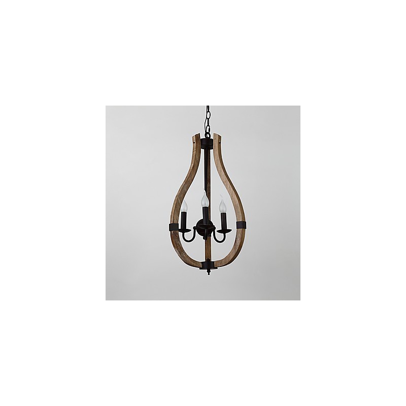 Drei Licht Vintage Malerei Feature Mini Stil Holz Bambus Kronleuchter Lampe die Dekorieren Pendelleuchte