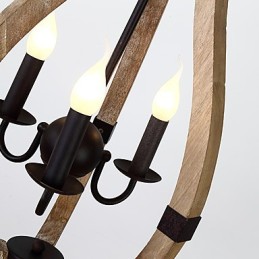 Drei Licht Vintage Malerei Feature Mini Stil Holz Bambus Kronleuchter Lampe die Dekorieren Pendelleuchte