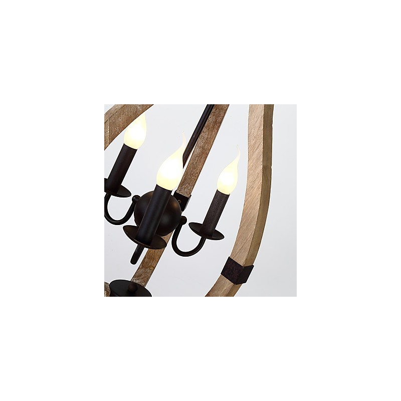 Drei Licht Vintage Malerei Feature Mini Stil Holz Bambus Kronleuchter Lampe die Dekorieren Pendelleuchte