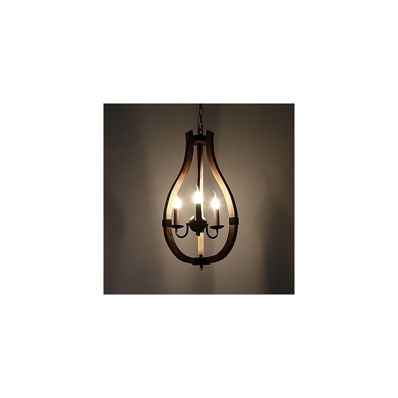 Drei Licht Vintage Malerei Feature Mini Stil Holz Bambus Kronleuchter Lampe die Dekorieren Pendelleuchte