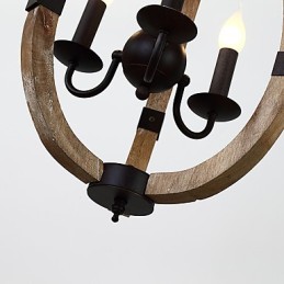 Drei Licht Vintage Malerei Feature Mini Stil Holz Bambus Kronleuchter Lampe die Dekorieren Pendelleuchte
