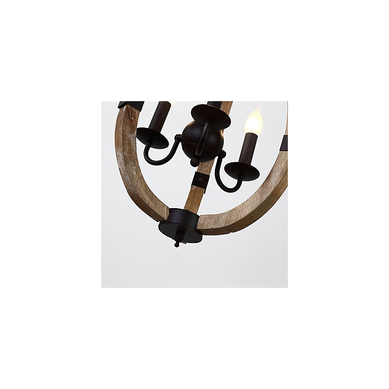 Drei Licht Vintage Malerei Feature Mini Stil Holz Bambus Kronleuchter Lampe die Dekorieren Pendelleuchte