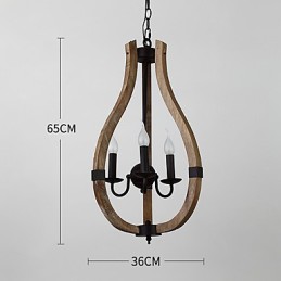 Drei Licht Vintage Malerei Feature Mini Stil Holz Bambus Kronleuchter Lampe die Dekorieren Pendelleuchte