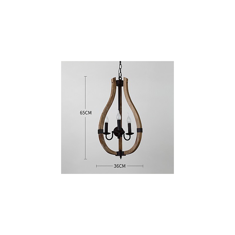 Drei Licht Vintage Malerei Feature Mini Stil Holz Bambus Kronleuchter Lampe die Dekorieren Pendelleuchte