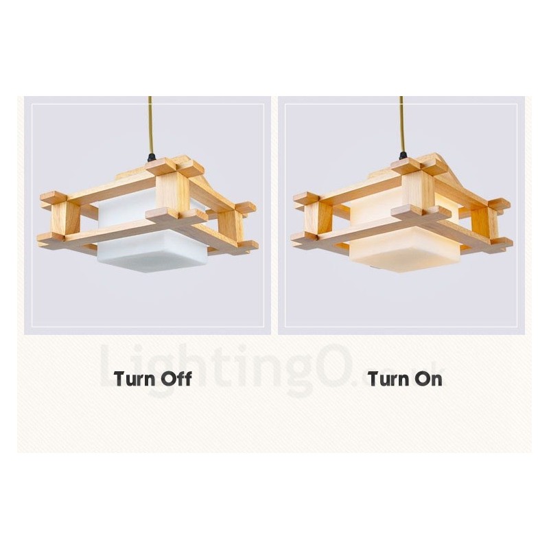 1 Licht Holz Moderne zeitgenössische Pendelleuchte im nordischen Stil mit Glasschirm
