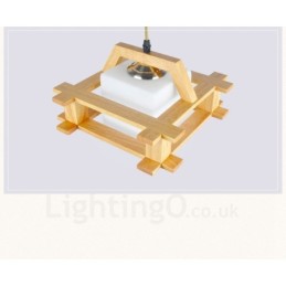 1 Licht Holz Moderne zeitgenössische Pendelleuchte im nordischen Stil mit Glasschirm