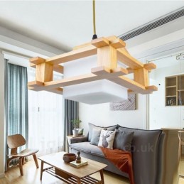 1 Licht Holz Moderne zeitgenössische Pendelleuchte im nordischen Stil mit Glasschirm