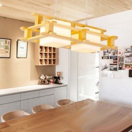2-flammige Pendelleuchte aus Holz, modern und im nordischen Stil, mit Glasschirm