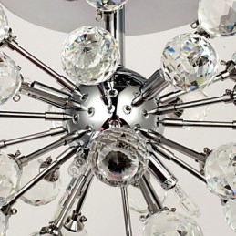 Moderne zeitgenössische Kristall Mini Stil Chrom Metall Kronleuchter Unterputz