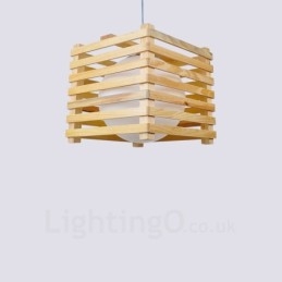 1 Licht Holz Moderne zeitgenössische Pendelleuchte im nordischen Stil mit Glasschirm