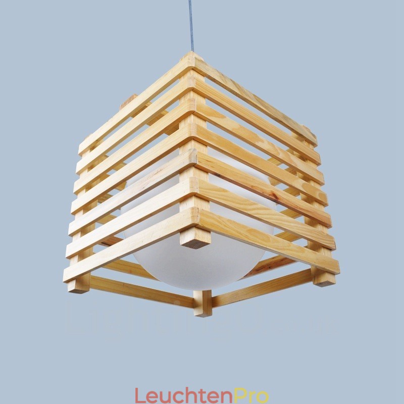 1 Licht Holz Moderne zeitgenössische Pendelleuchte im nordischen Stil mit Glasschirm