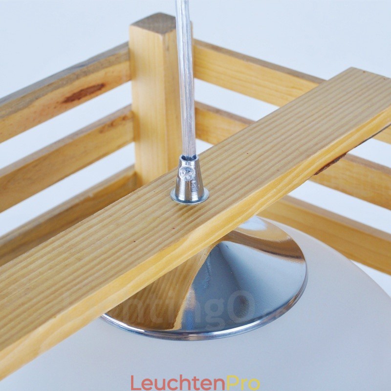 1 Licht Holz Moderne zeitgenössische Pendelleuchte im nordischen Stil mit Glasschirm