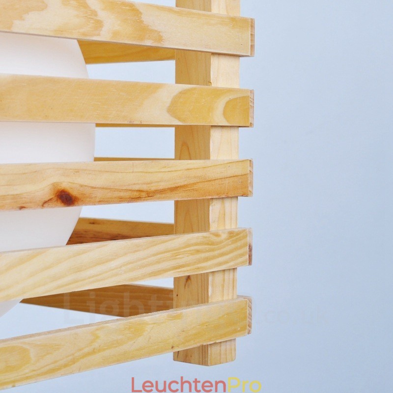 1 Licht Holz Moderne zeitgenössische Pendelleuchte im nordischen Stil mit Glasschirm