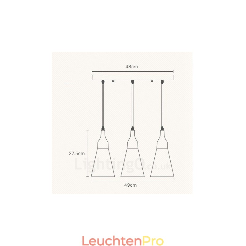 Moderne Pendelleuchte mit 3 Lichtern aus Holz und Stoffschirm