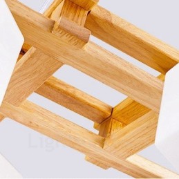 4-flammige Pendelleuchte aus Holz, modern und im nordischen Stil, mit Glasschirm
