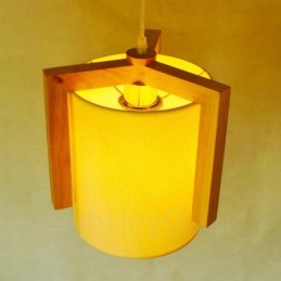1 Licht Holz Moderne zeitgenössische Pendelleuchte im nordischen Stil mit Stoffschirm