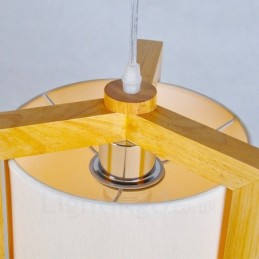 1 Licht Holz Moderne zeitgenössische Pendelleuchte im nordischen Stil mit Stoffschirm