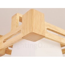 1 Licht Holz Moderne zeitgenössische Pendelleuchte im nordischen Stil mit Stoffschirm