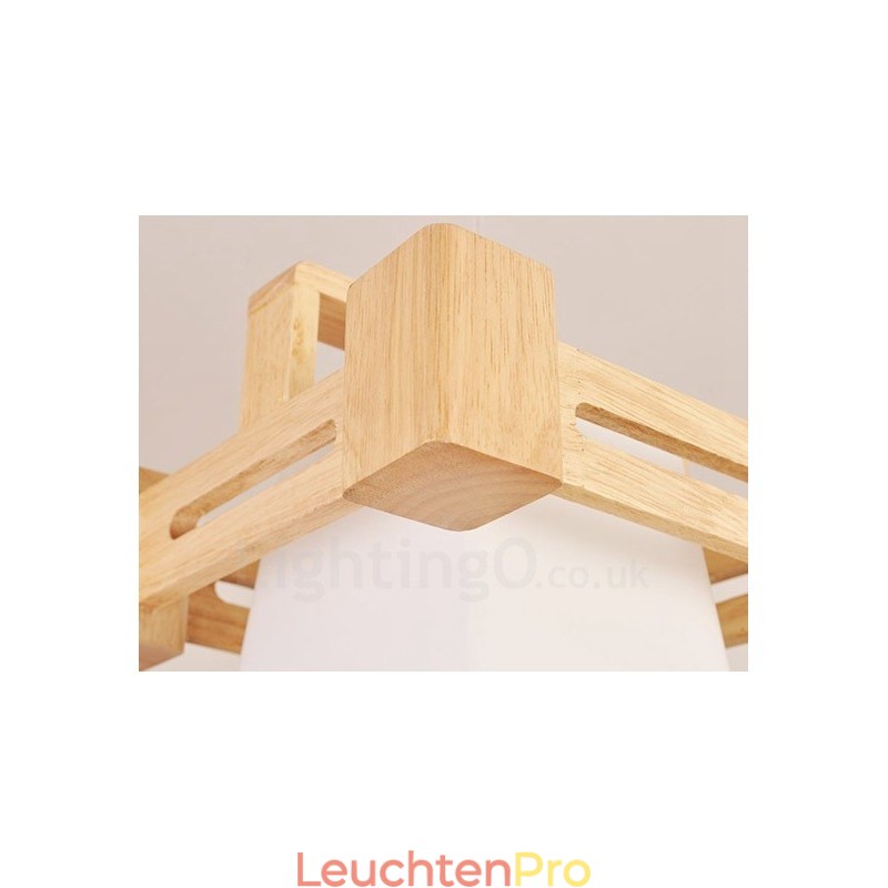 1 Licht Holz Moderne zeitgenössische Pendelleuchte im nordischen Stil mit Stoffschirm