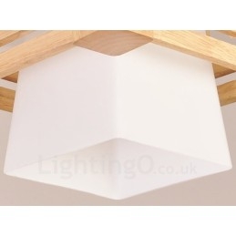 1 Licht Holz Moderne zeitgenössische Pendelleuchte im nordischen Stil mit Stoffschirm