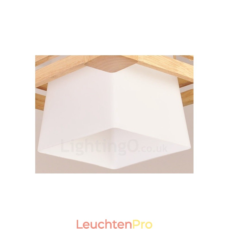 1 Licht Holz Moderne zeitgenössische Pendelleuchte im nordischen Stil mit Stoffschirm