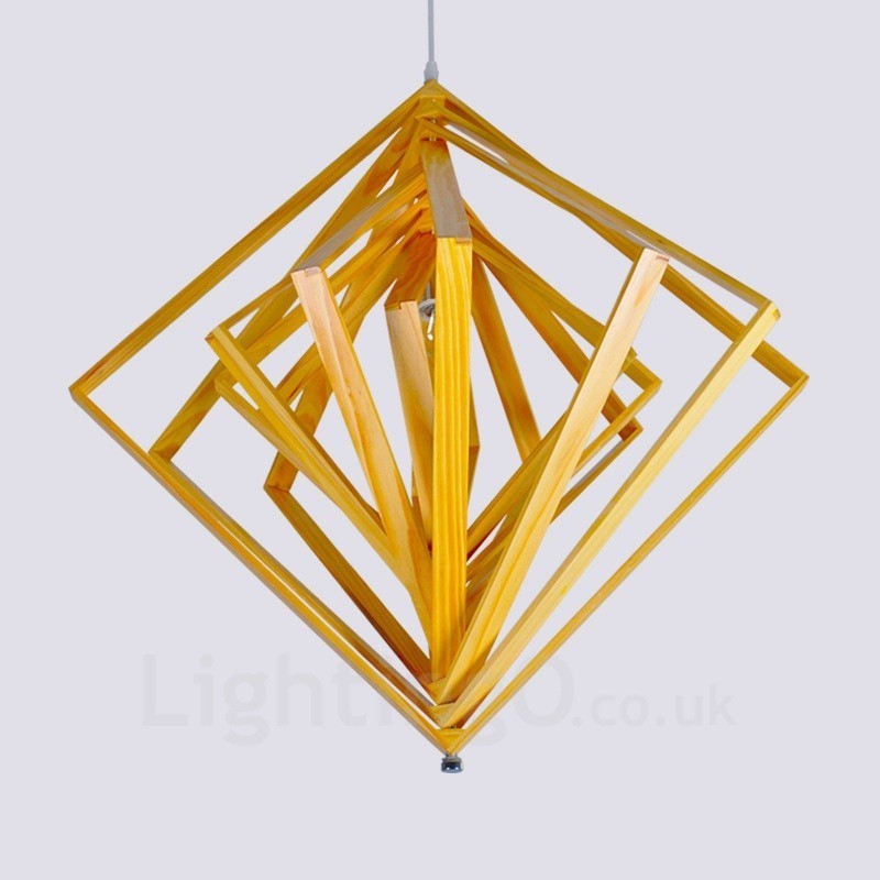 1 Licht Holz Moderne zeitgenössische Pendelleuchte im nordischen Stil mit Holzschirm