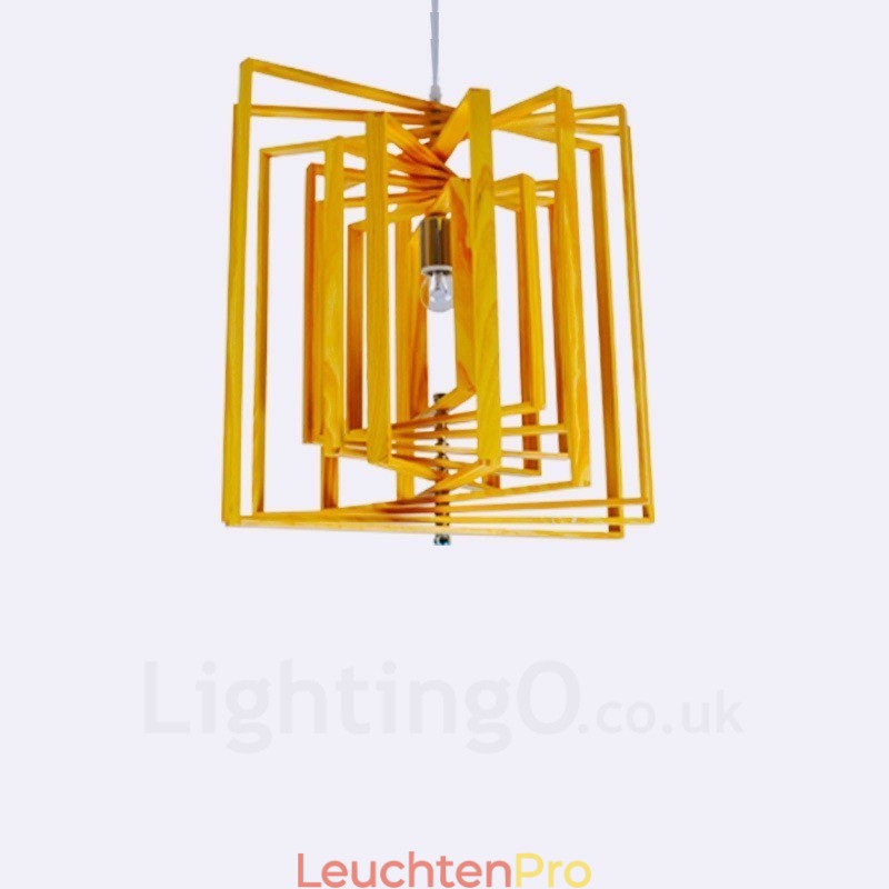 1 Licht Holz Moderne zeitgenössische Pendelleuchte im nordischen Stil mit Holzschirm