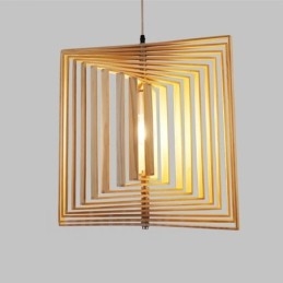 1 Licht Holz Moderne zeitgenössische Pendelleuchte im nordischen Stil mit Holzschirm