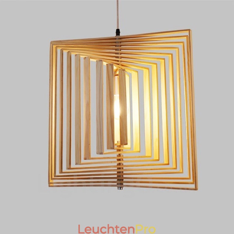 1 Licht Holz Moderne zeitgenössische Pendelleuchte im nordischen Stil mit Holzschirm