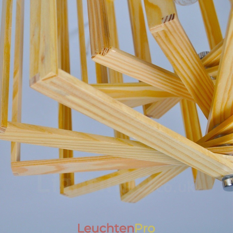 1 Licht Holz Moderne zeitgenössische Pendelleuchte im nordischen Stil mit Holzschirm