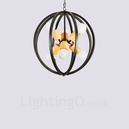 6-flammige Pendelleuchte aus Eisen im Retro-Vintage-Stil mit Eisenschirm 6-flammige Pendelleuchte aus Eisen im Retro-Vintage-Stil mit Eisenschirm