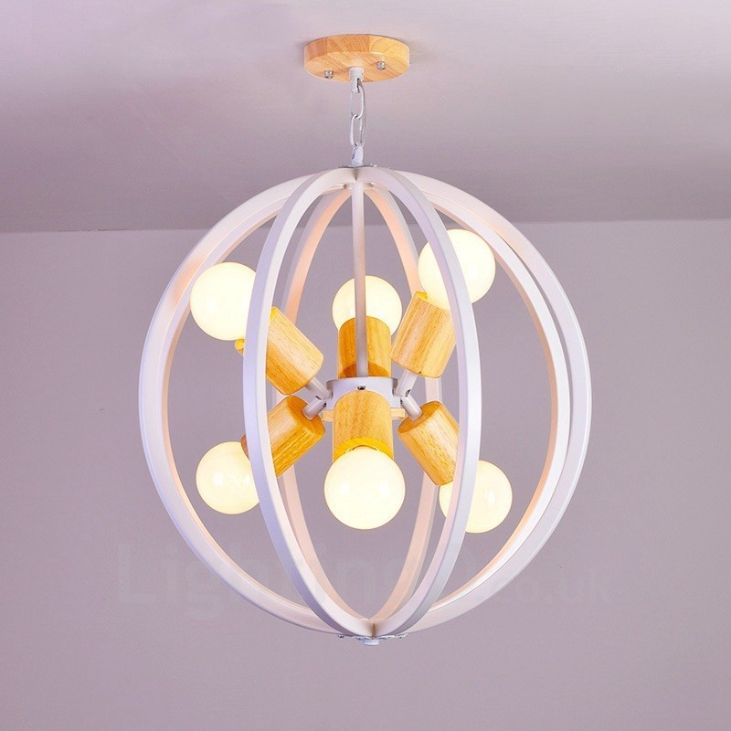 6-flammige Pendelleuchte aus Eisen im Retro-Vintage-Stil mit Eisenschirm