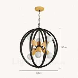 6-flammige Pendelleuchte aus Eisen im Retro-Vintage-Stil mit Eisenschirm