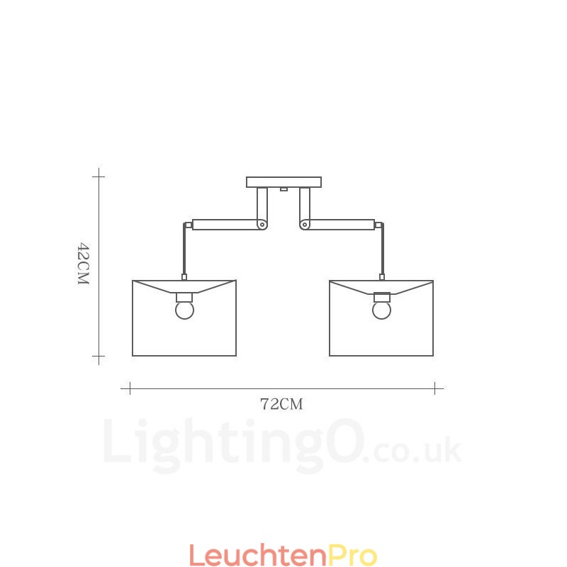 Moderne Pendelleuchte mit 2 Lichtern aus Holz und Stoffschirm