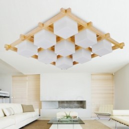 Moderne Deckenleuchten im zeitgenössischen nordischen Stil mit 9 Lichtern und Glasschirm