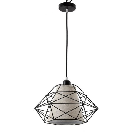 1-flammige Retro-Pendelleuchte im Vintage-Stil aus schwarzem Eisen mit Stoffschirmen 1-flammige Retro-Pendelleuchte im Vintage-Stil aus schwarzem Eisen mit Stoffschirmen
