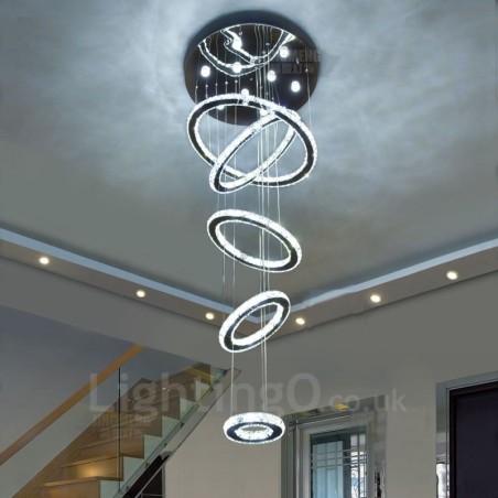 Dimmbare Wi-Fi Smart Drei Lichtquelle Farben 5 Ringe Moderne Kristall Decke Pendelleuchte Indoor Kronleuchter Dimmbare Wi-Fi Smart Drei Lichtquelle Farben 5 Ringe Moderne Kristall Decke Pendelleuchte Indoor Kronleuchter