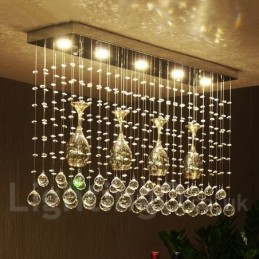 5 Lichter Moderne Kristall Deckenpendelleuchte Innen Kronleuchter Beleuchtung Lampen Leuchte