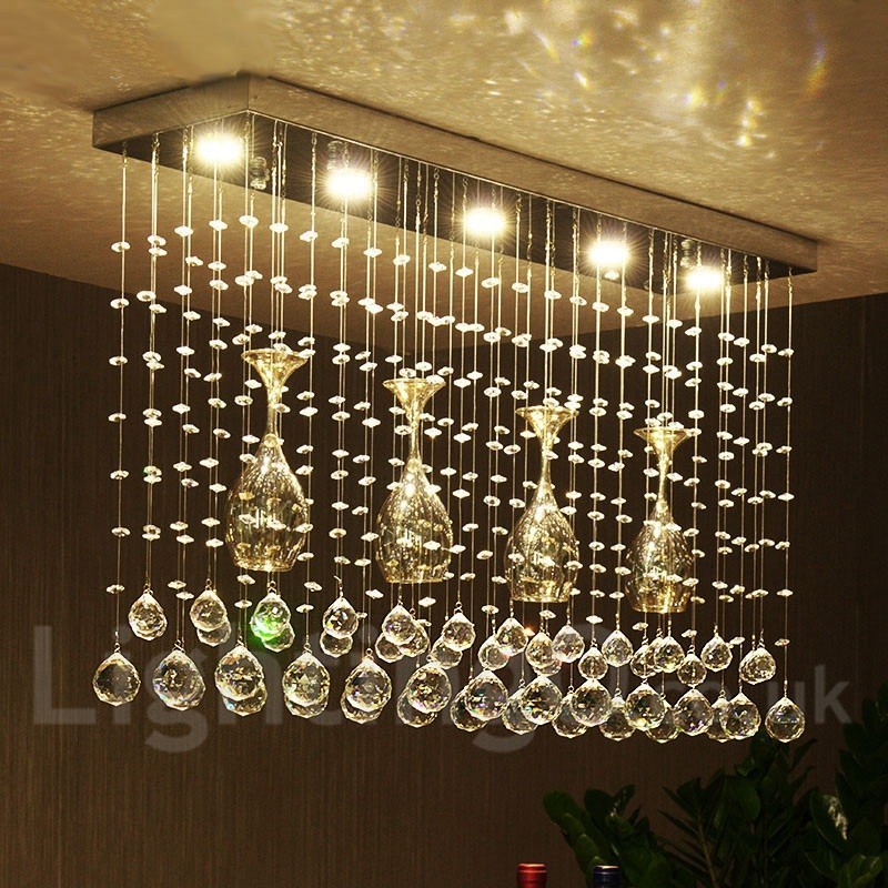 5 Lichter Moderne Kristall Deckenpendelleuchte Innen Kronleuchter Beleuchtung Lampen Leuchte