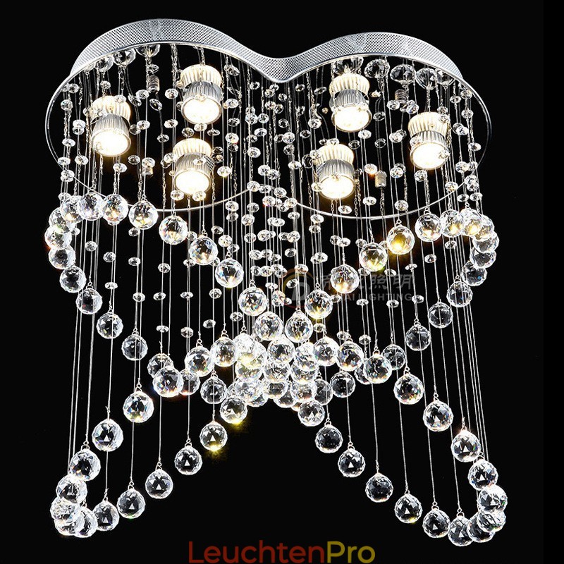 6 Lichter Moderne Kristall Deckenpendelleuchte Innen Kronleuchter Beleuchtung Lampen Leuchten