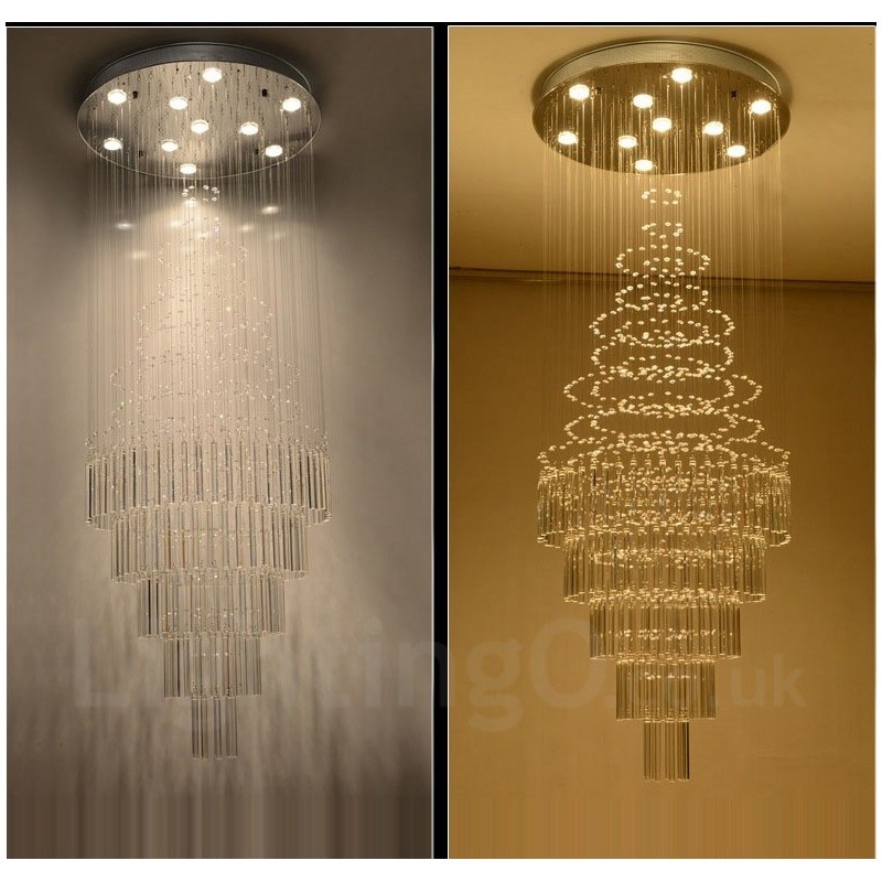 10 Lichter Moderne Kristall Deckenpendelleuchte Innen Kronleuchter Beleuchtung Lampen Leuchten