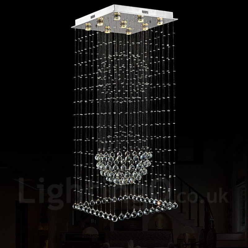 9 Lichter Moderne Kristall Deckenpendelleuchte Innen Kronleuchter Beleuchtung Lampen Leuchten