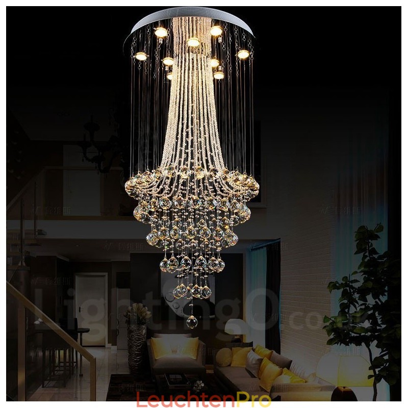 9 Lichter Moderne Kristall Deckenpendelleuchte Innen Kronleuchter Beleuchtung Lampen Leuchten
