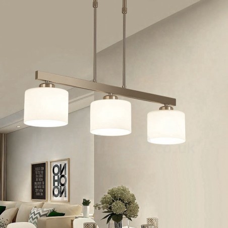 3 Lichter Moderne Chrom Pendelleuchte Indoor Kronleuchter Home Hängende Beleuchtung Lampen Leuchten mit Glasschirmen