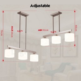 3 Lichter Moderne Chrom Pendelleuchte Indoor Kronleuchter Home Hängende Beleuchtung Lampen Leuchten mit Glasschirmen