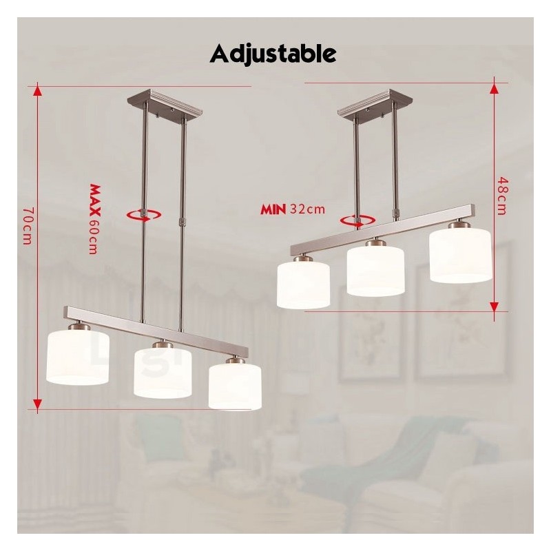 3 Lichter Moderne Chrom Pendelleuchte Indoor Kronleuchter Home Hängende Beleuchtung Lampen Leuchten mit Glasschirmen