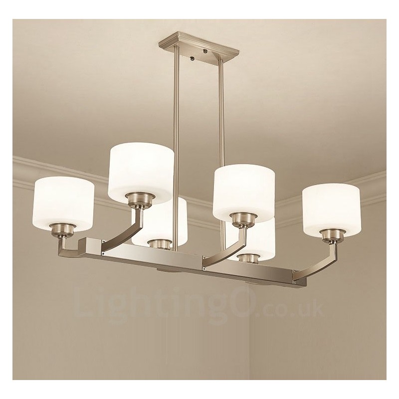 6 Lichter Moderne Chrom Pendelleuchte Indoor Kronleuchter Home Hängende Beleuchtung Lampen Leuchten mit Glasschirmen